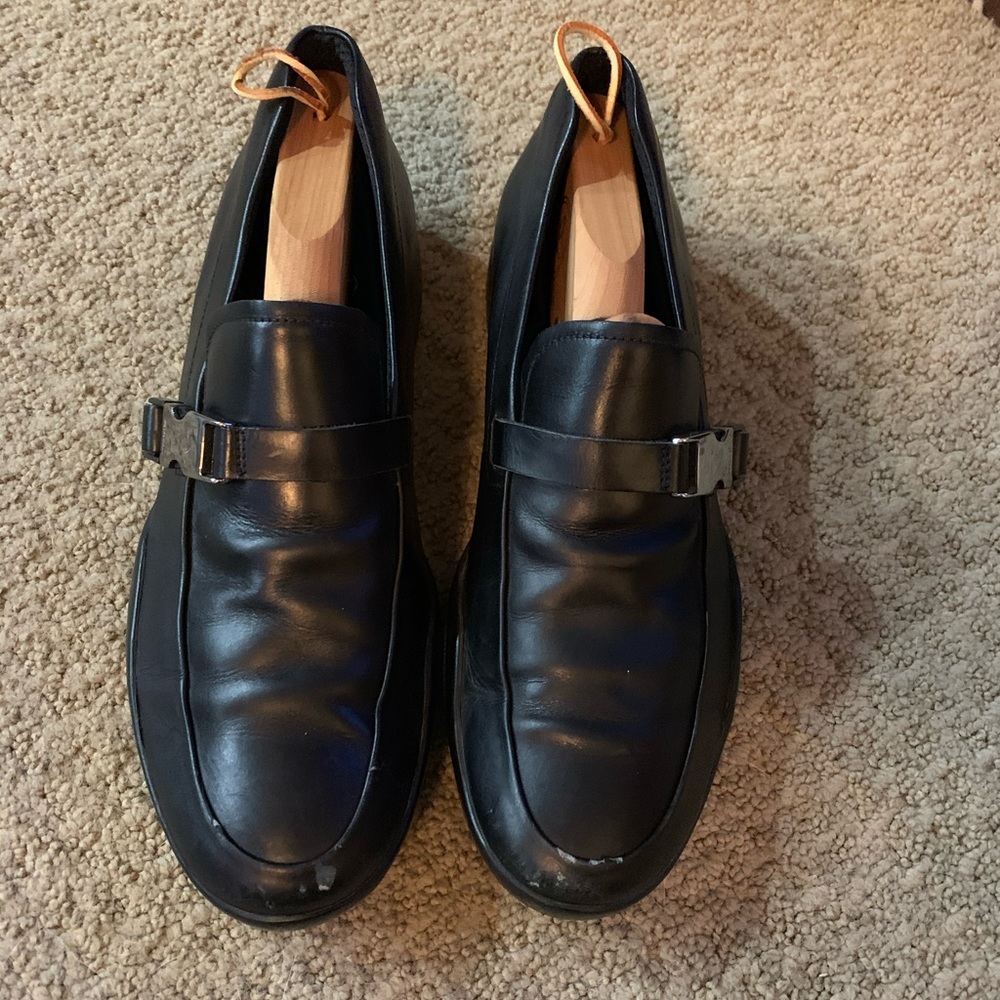 PRADA - Linea Rossa Engraved Logo Buckle Loafers